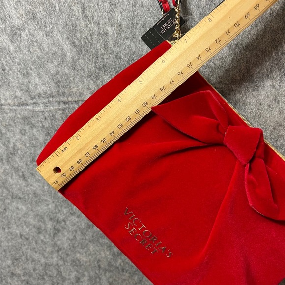 Victoria's Secret Velvet Bow Clutch Wristlet Glam Makeup Bag Red - Picture 11 of 13